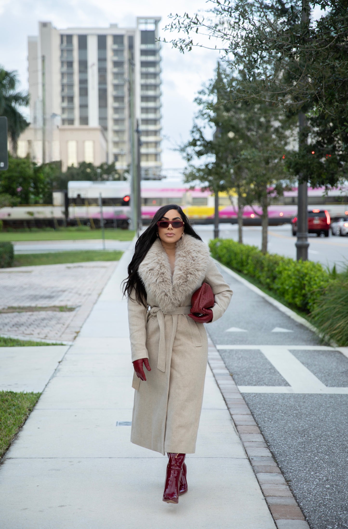 Removable Fur Beige Coat